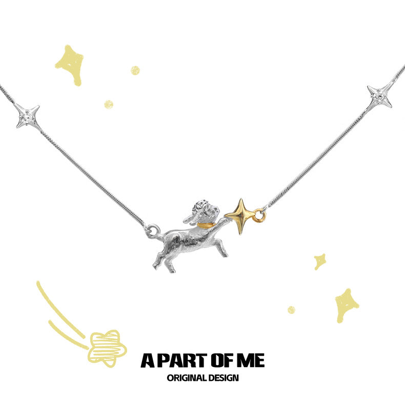 Goodnight Collection S925 Sterling Silver Lamb & Star Necklace