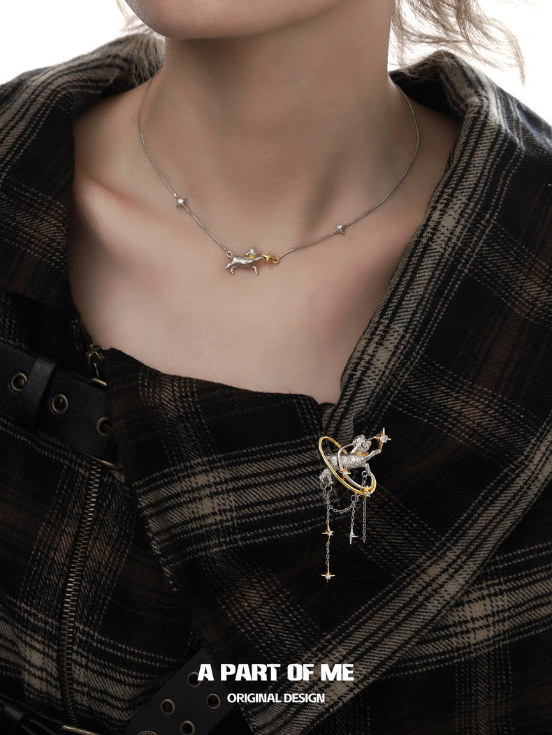 Goodnight Collection 18K Platinum Plating Lamb & Star Brooch
