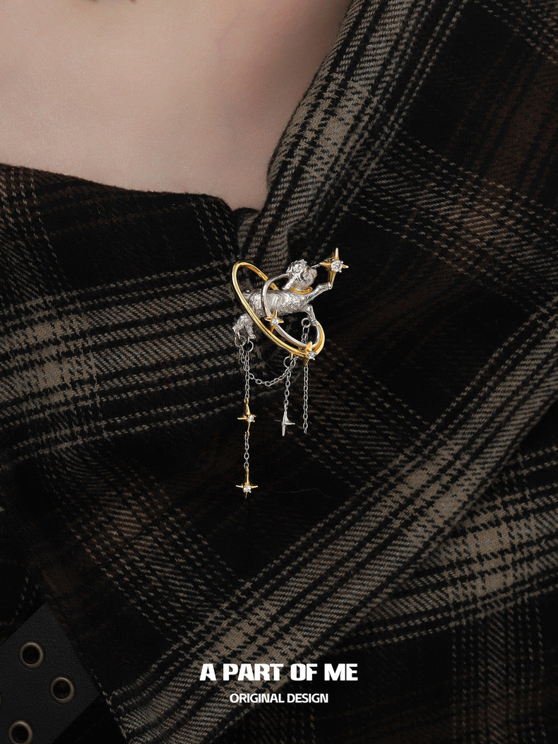 Goodnight Collection 18K Platinum Plating Lamb & Star Brooch