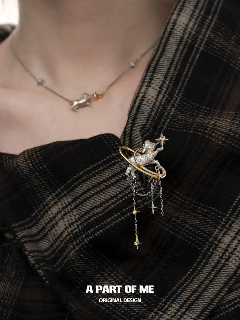 Goodnight Collection 18K Platinum Plating Lamb & Star Brooch
