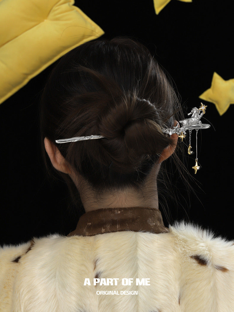 Goodnight Collection 18K Platinum Plating Lamb & Star Hairpin