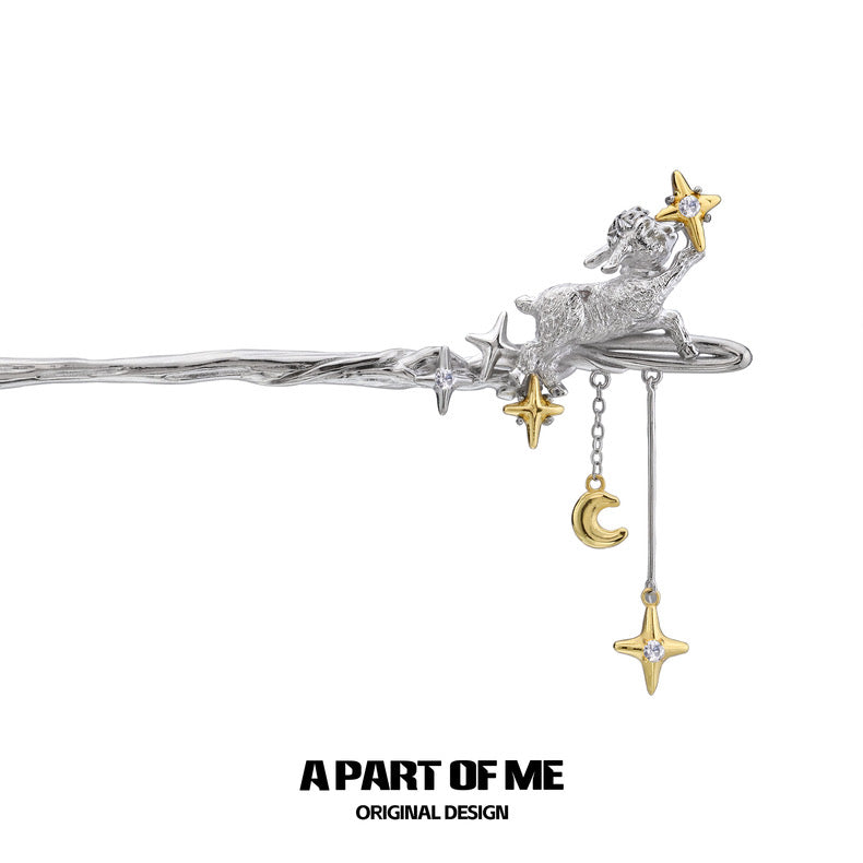 Goodnight Collection 18K Platinum Plating Lamb & Star Hairpin