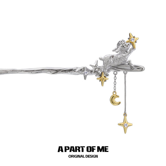 Goodnight Collection 18K Platinum Plating Lamb & Star Hairpin