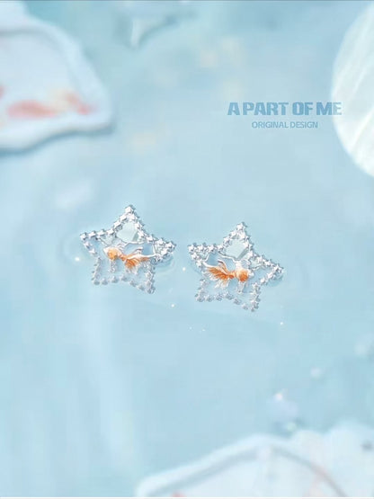 Dreamcore Goldfish 18K Platinum Plating Star Stud Earrings